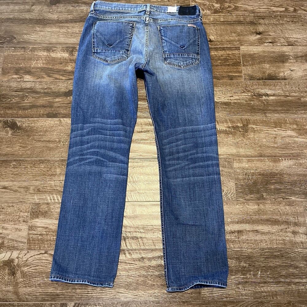 Hudson Jeans Men's Size 34 Blue Denim Byron Straight Leg Distressed 5-Pockets - Picture 9 of 14